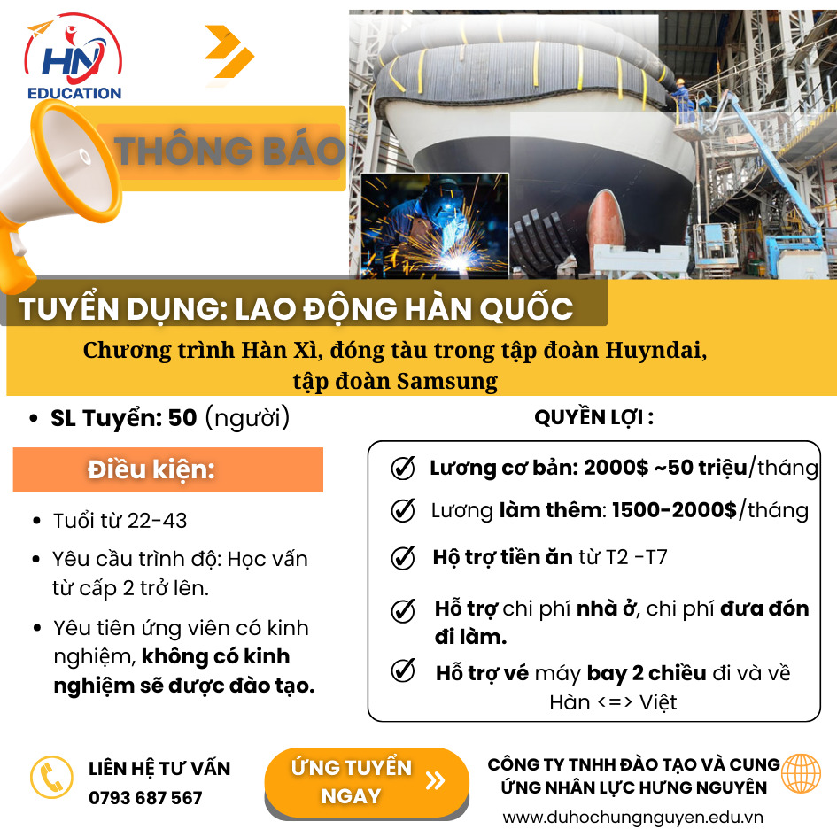 TUYỂN DỤNG LAO ĐỘNG HÀN QUỐC- Hàn xì Hàn Quốc