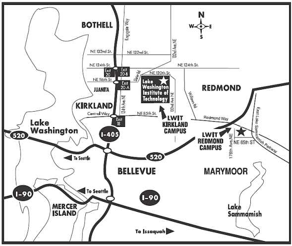 Vị trí thuận lợi của Lake Washington Institute of Technology